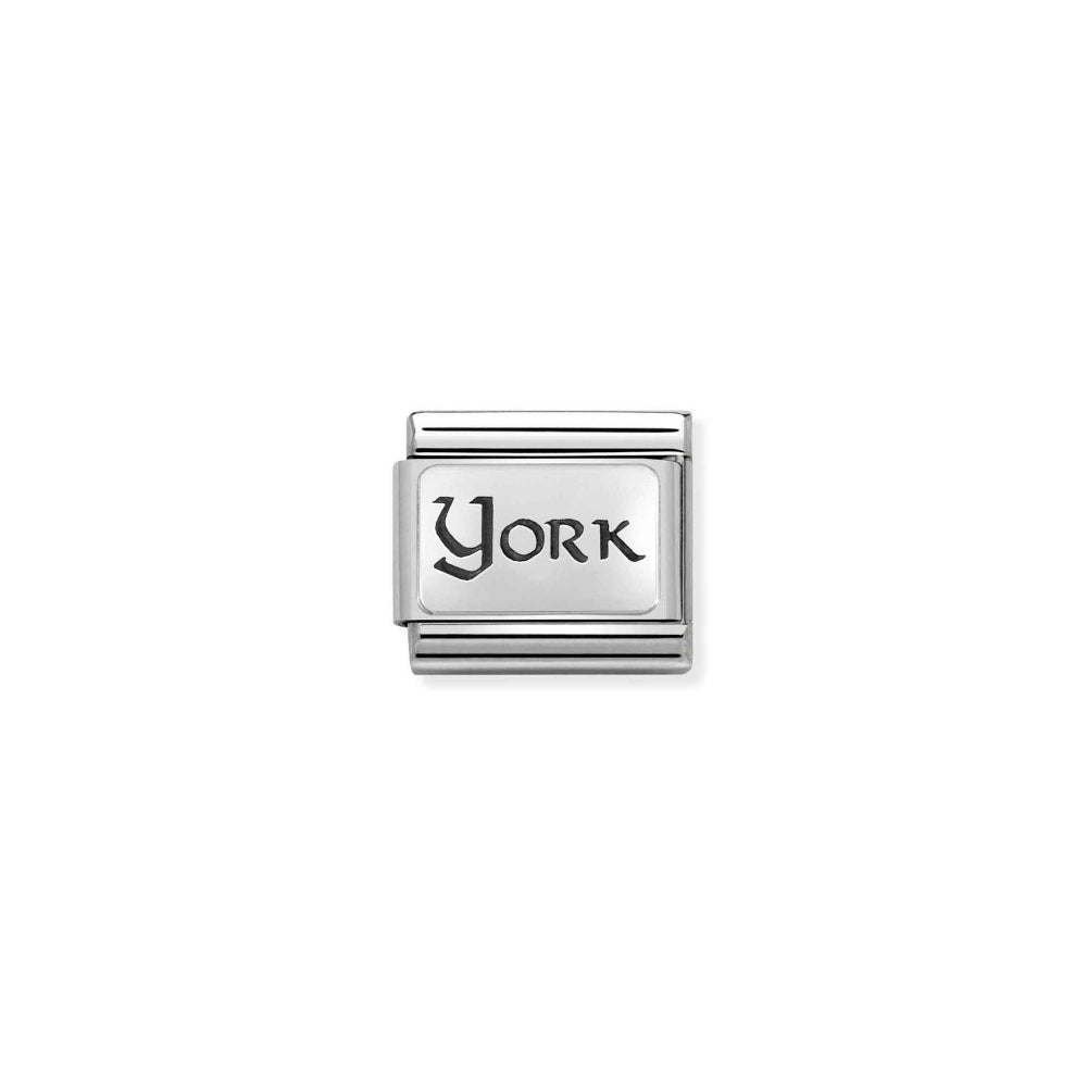 Nomination Silver Composable Classic Geographic Plates Steel and York Charm Image