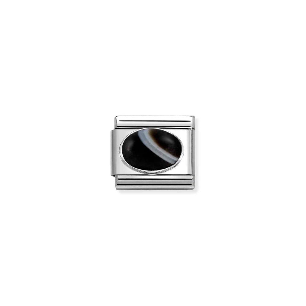 Nomination Silver Composable Classic Hard Stones Steel and Banded Onyx Mat Charm Image