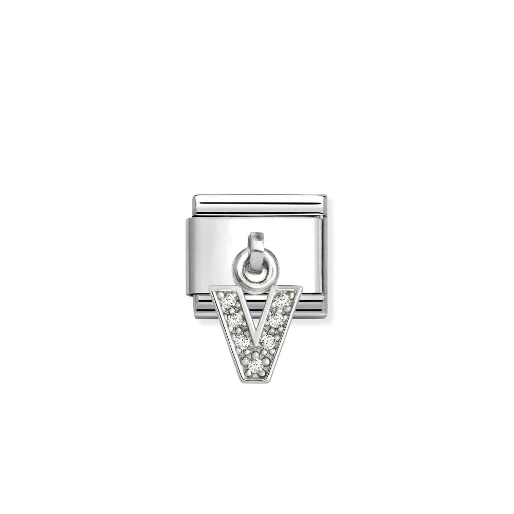 Nomination Silver Composable Classic Letters CZ Steel V Charm Image