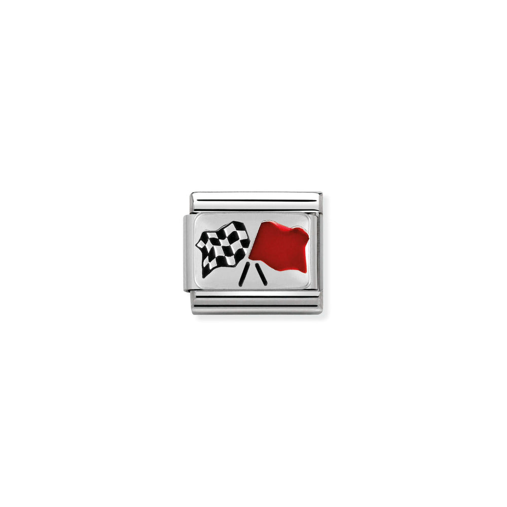 Nomination Silver Composable Classic Love Oxidized Plates In Steel, Enamel and Line Flags Charm Image