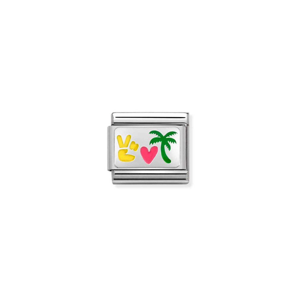 Nomination Silver Composable Classic Love Plates Symbols Enamel Peace Heart Palm Charm Image