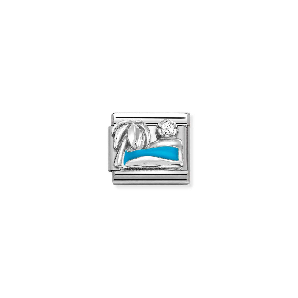 Nomination Silver Composable Classic Love Symbols Stainless Steel, Enamel and Palm Tree with Sea Charm Image