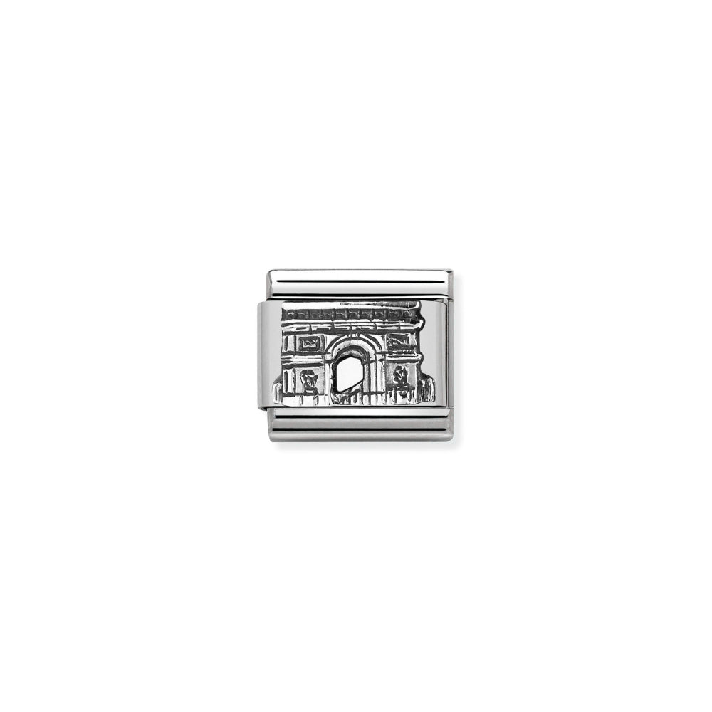 Nomination Silver Composable Classic Monuments Relief Steel and Arc De Triomphe Charm Image