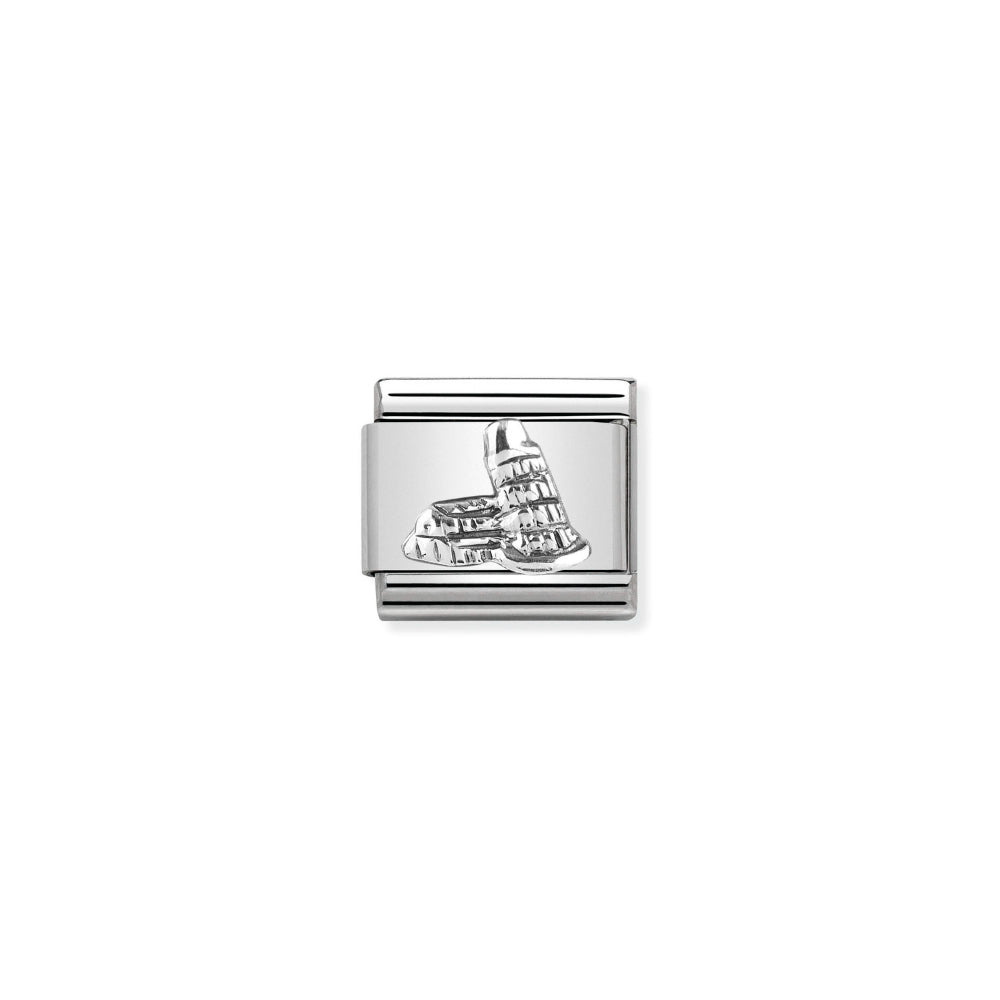 Nomination Silver Composable Classic Monuments Relief Steel and Tower of Pisa Charm Image