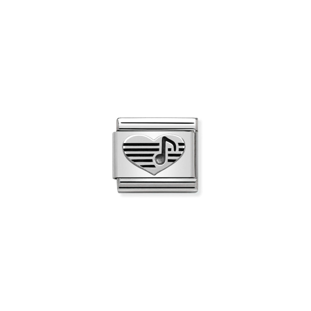 Nomination Silver Composable Classic Oxidized Symbols In St.Steel and Heart with Musical Note Charm Image