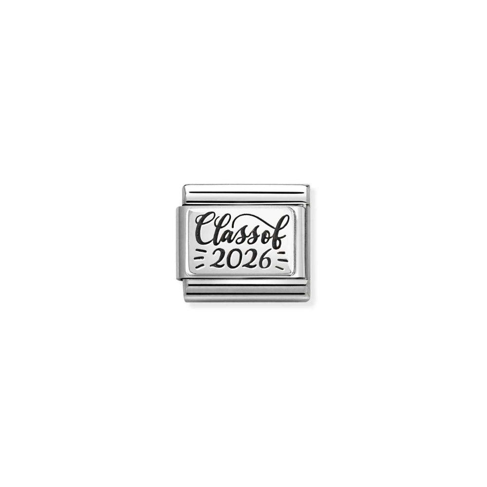 Nomination Silver Composable Classic Oxydised Plates 2 In Steel and Class of 2026 Charm Image