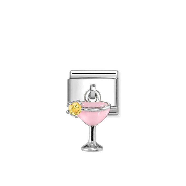 Nomination Silver Composable Classic Pink &amp; Yellow Cocktail Glass Link Image