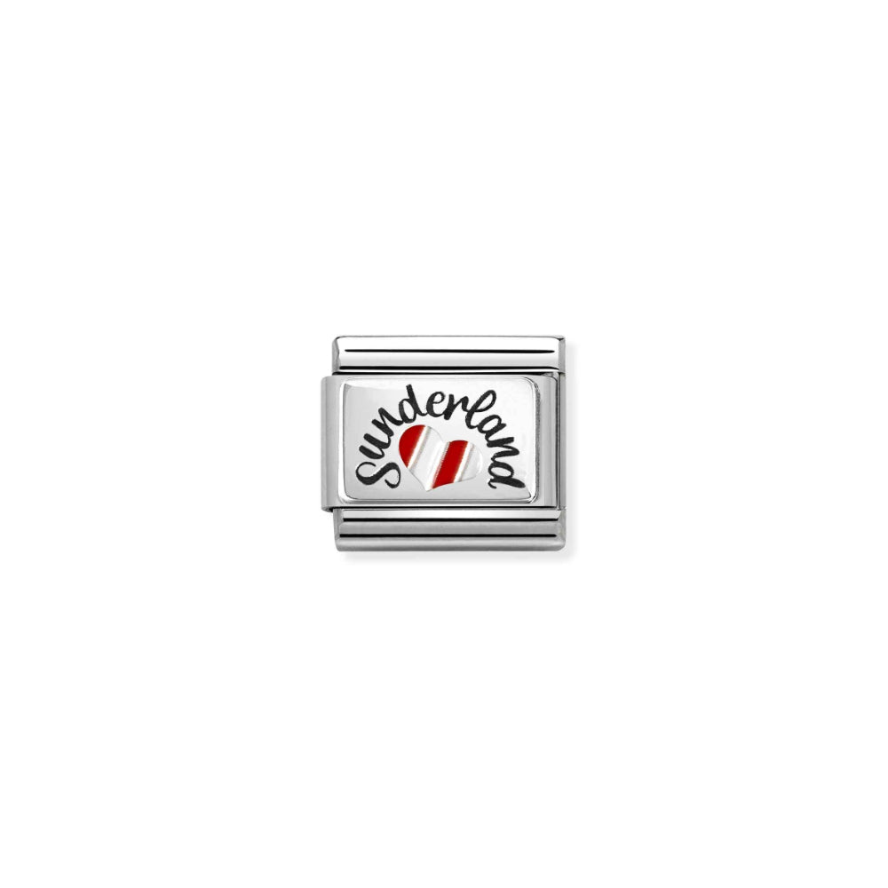 Nomination Silver Composable Classic Striped Sunderland Heart Link image