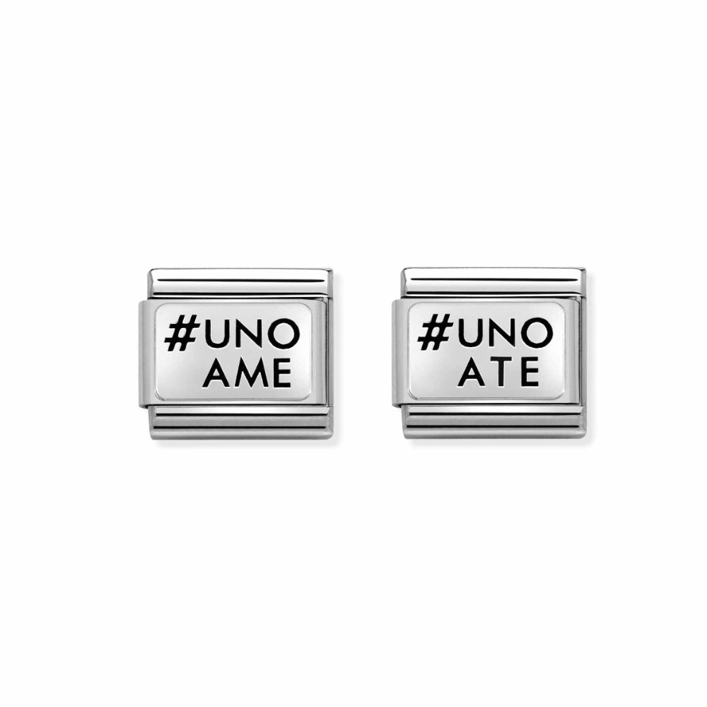 Nomination Silver Composable Classic Writing #Oneformeoneforyou 2 Link Pair Unoame Unoate image