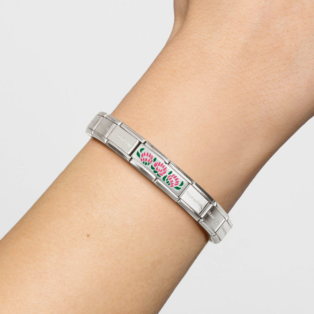 Nomination Silver Composable Double Classic Symbols Steel, Enamel and 3 Protee Flowers Charm Image 2