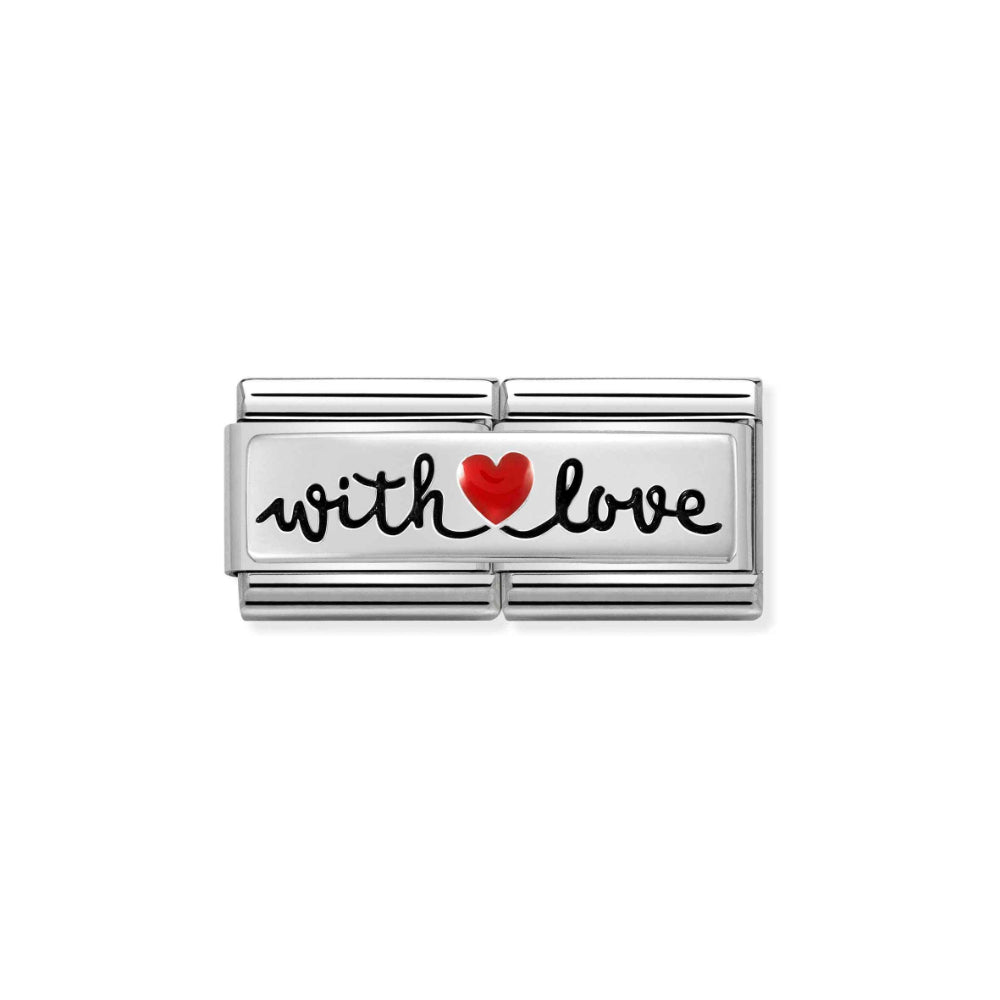 Nomination Silver Composable Double Classic Symbols Steel, Enamel with Heart Love Charm Image 1