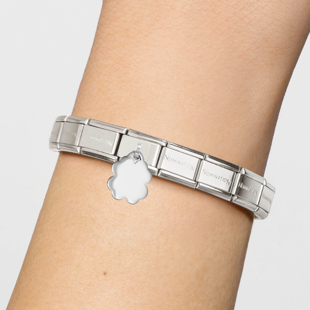 Nomination Silver Composable Symbol Four-Leaf Clover Engraving Pendant Charm Link image 1