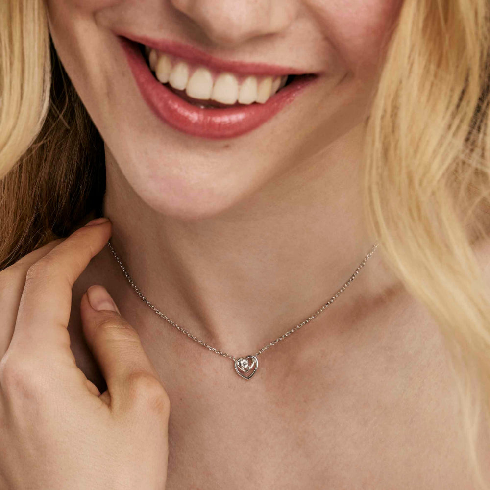 Nomination Silver Cosmiclove Cubic Zirconia Heart Necklace Image 2