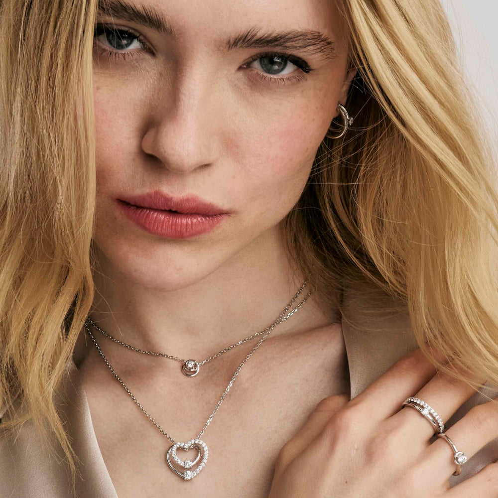 Nomination Silver Cosmiclove Cubic Zirconia Heart Necklace Image 3