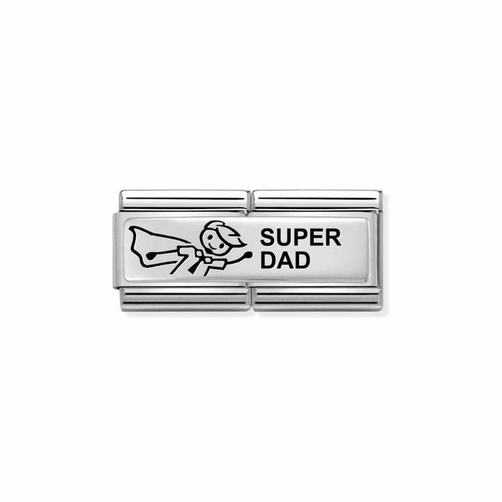 Nomination Silver Engraved Composable Classic Double Steel and Custom Super Dad Charm Image 1
