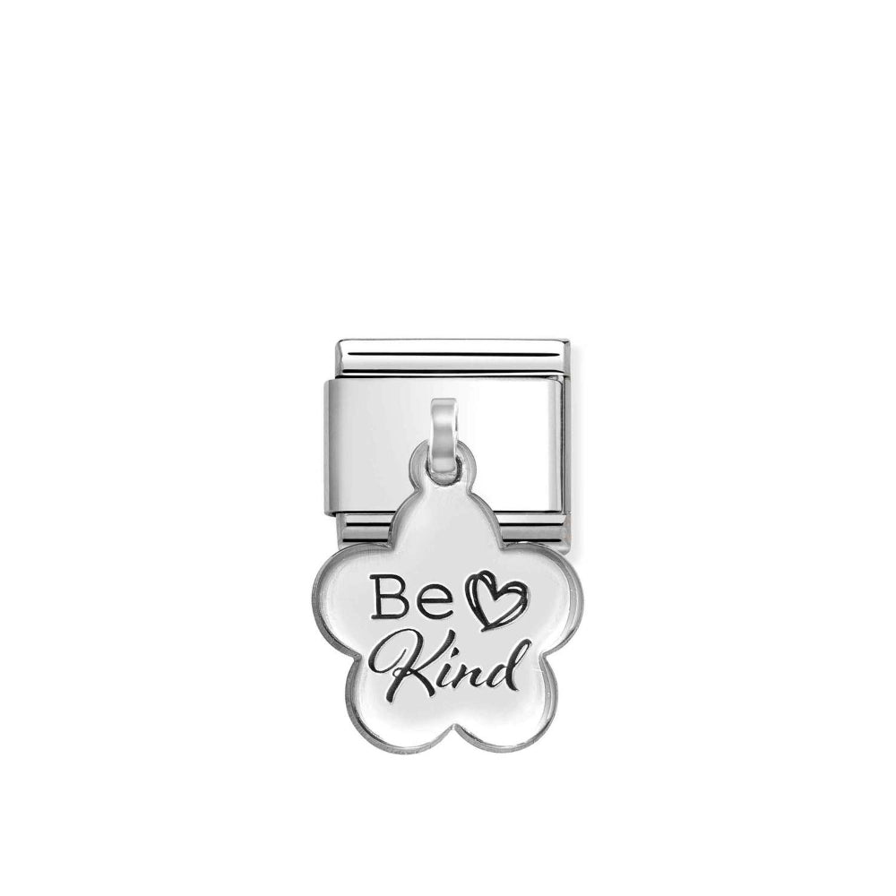 Nomination Silver Engraved Composable Classic (IC) In Steel and Be Kind Flower Charm Image