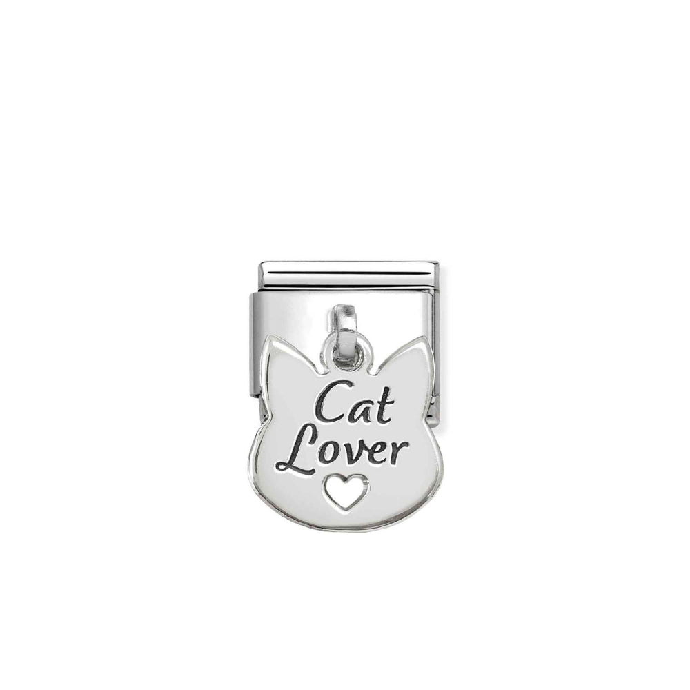 Nomination Silver Engraved Composable Classic (IC) In Steel and Cat Lover Face Charm Image