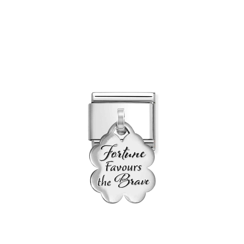 Nomination Silver Engraved (IC) Composable Classic In Steel and Four-Leaf Clover Charm Image
