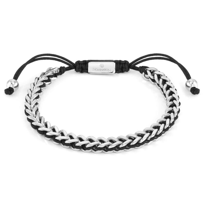 Nomination Silver Fishbone Black Nautical Cord Bracelet - MococoNomination028937/0018033497529381Bracelets