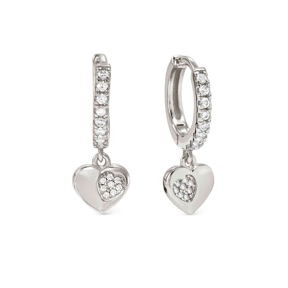 Nomination Silver Petit Sparkle and Cubic Zirconia Heart Hoop Earrings Image