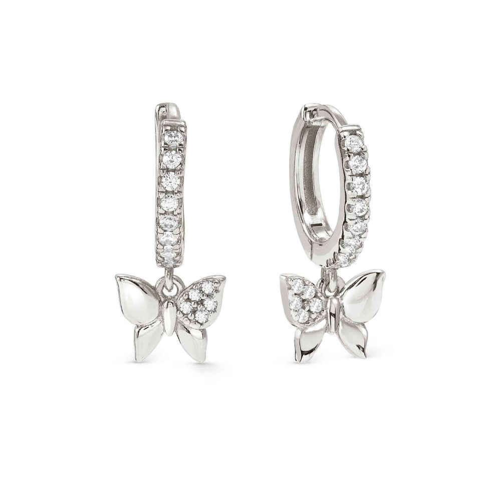 Nomination Silver Petit Sparkle Cubic Zirconia Butterfly Hoop Earrings Image
