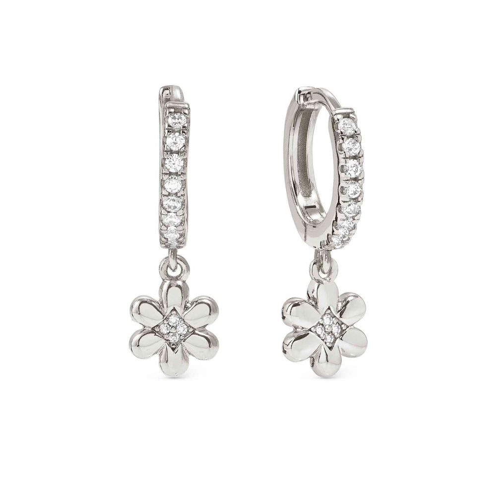 Nomination Silver Petit Sparkle Cubic Zirconia Flower Hoop Earrings Image
