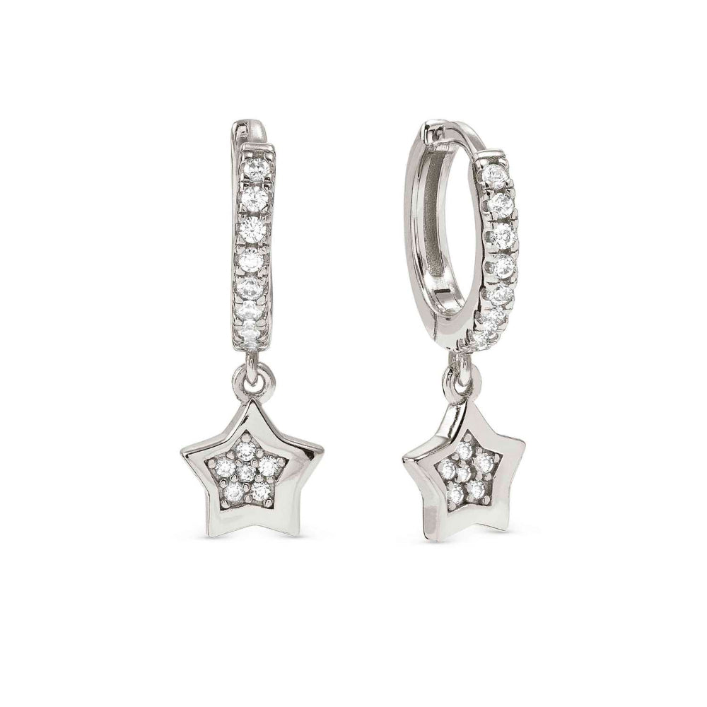 Nomination Silver Petit Sparkle Earrings Cubic Zirconia Star Hoop Earrings Image