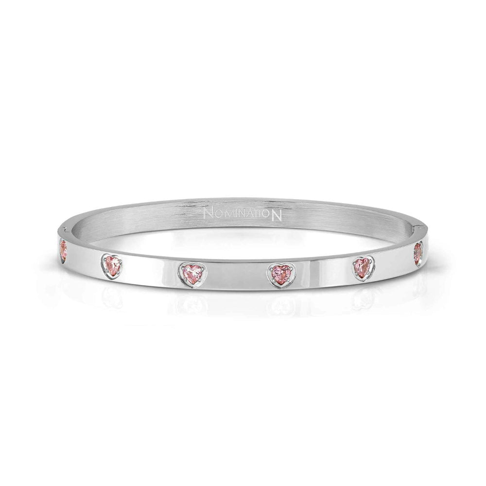 Nomination Silver Pretty Ed Satinshine Pink Heart CZ Bangle Bracelet - MococoNomination029529/0028033497577542Bracelets