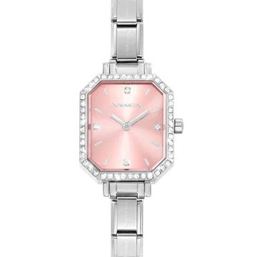 Nomination Silver Rectangular Pink Dial CZ Watch - MococoNomination076036/0148033497521309Watches and Accessories