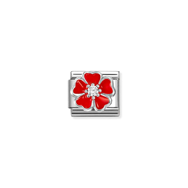 Nomination Silver Red Enamel Flower with Stone Charm - MococoNomination330321/208033497580405Charms