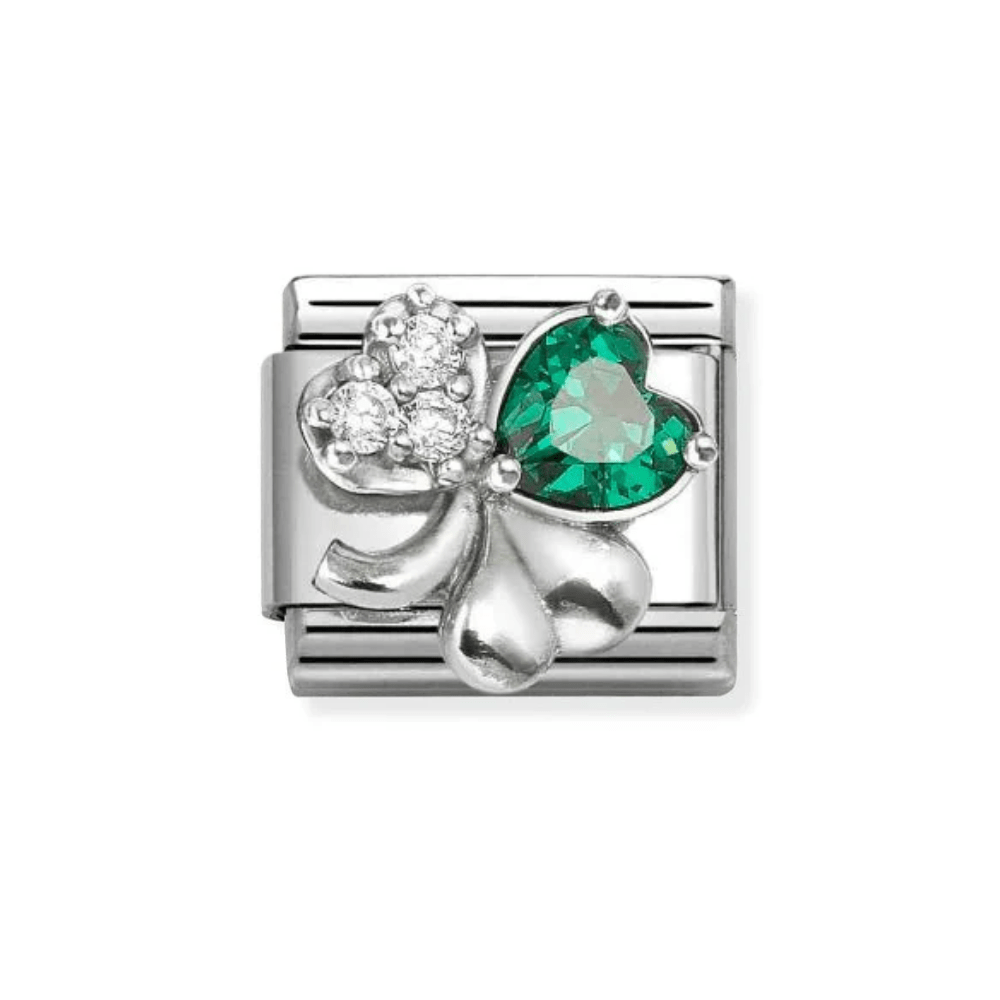 Nomination Silver, Rich White and Green Classic Love Symbols , CZ and Clover Charm - MococoNomination330322/108033497568779Charms