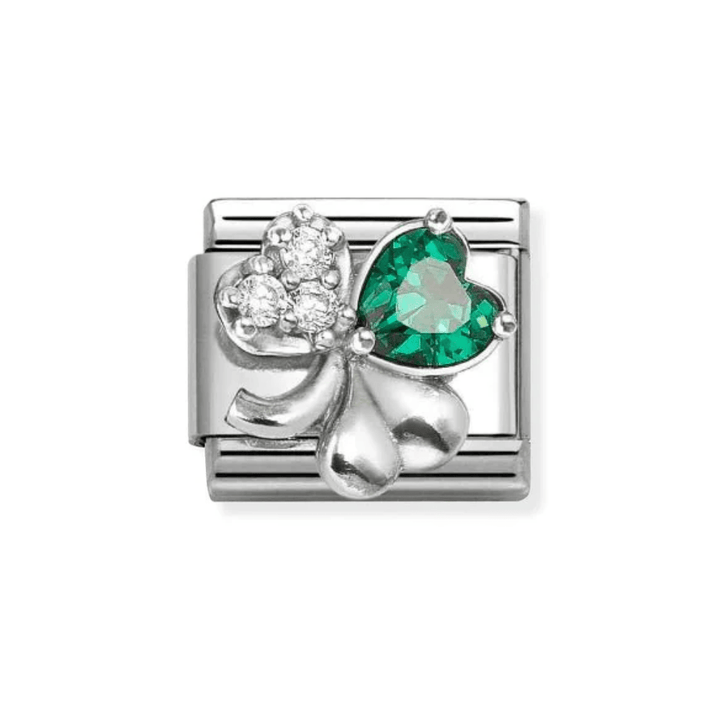 Nomination Silver, Rich White and Green Classic Love Symbols , CZ and Clover Charm - MococoNomination330322/108033497568779Charms