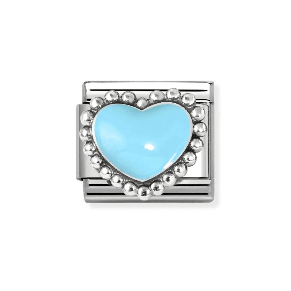 Nomination Silver Starter Bracelet With Blue Raised Heart Charm - MococoNominationBracelets