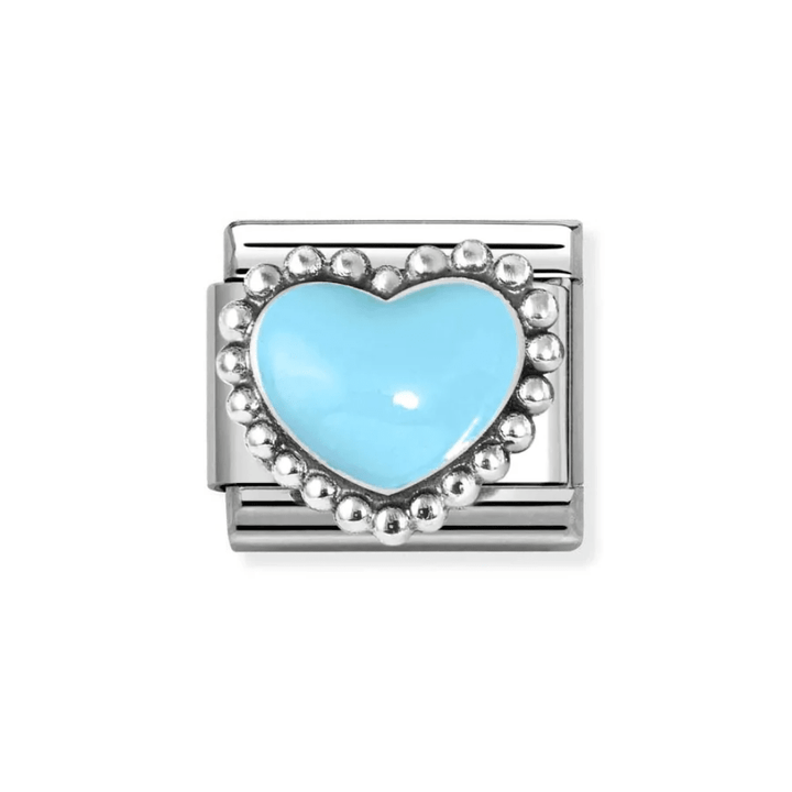 Nomination Silver Starter Bracelet With Blue Raised Heart Charm - MococoNominationBracelets
