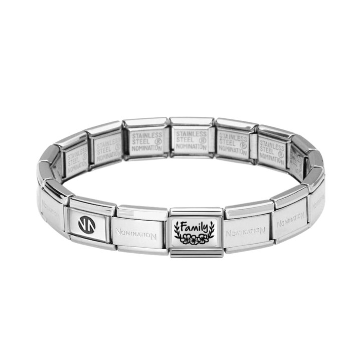 Nomination Silver Starter Bracelet With Family With Flowers Charm - MococoNominationBracelets