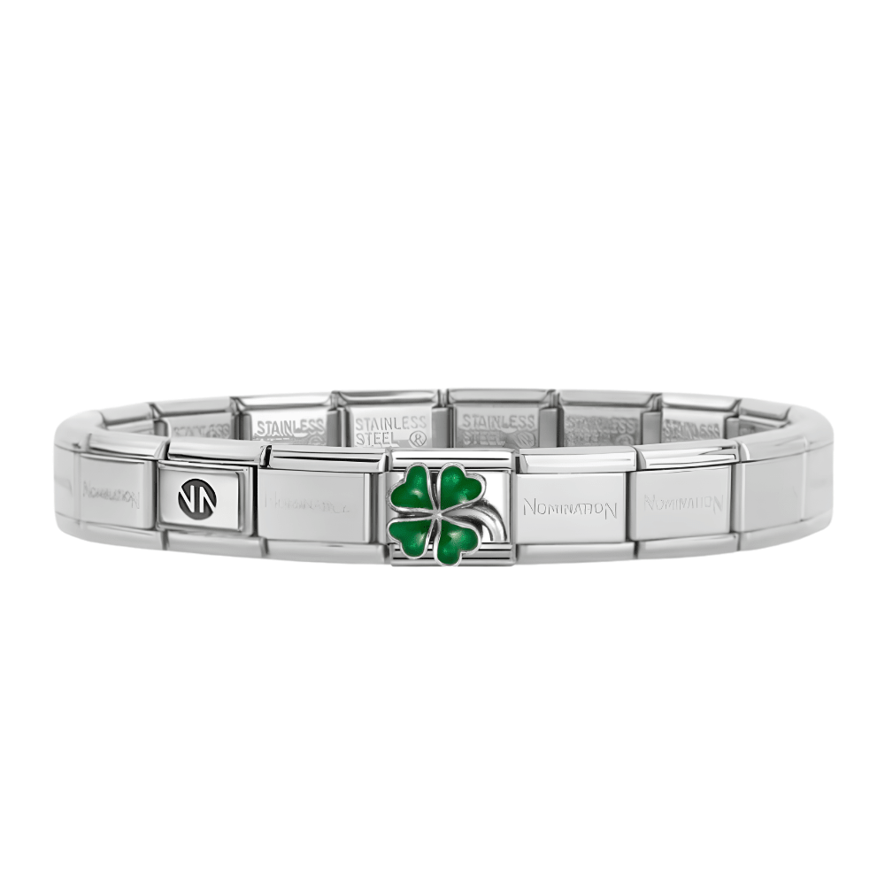 Nomination Silver Starter Bracelet With Four Leaf Clover Charm - MococoNominationBracelets