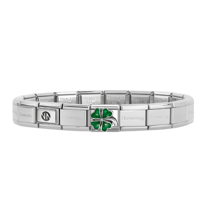 Nomination Silver Starter Bracelet With Four Leaf Clover Charm - MococoNominationBracelets