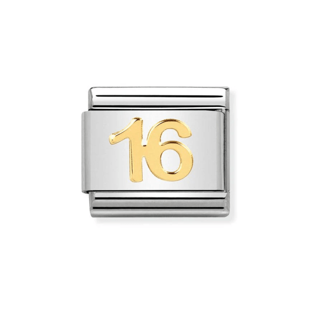 Nomination Silver Starter Bracelet With Gold 16 Charm - MococoNominationBracelets