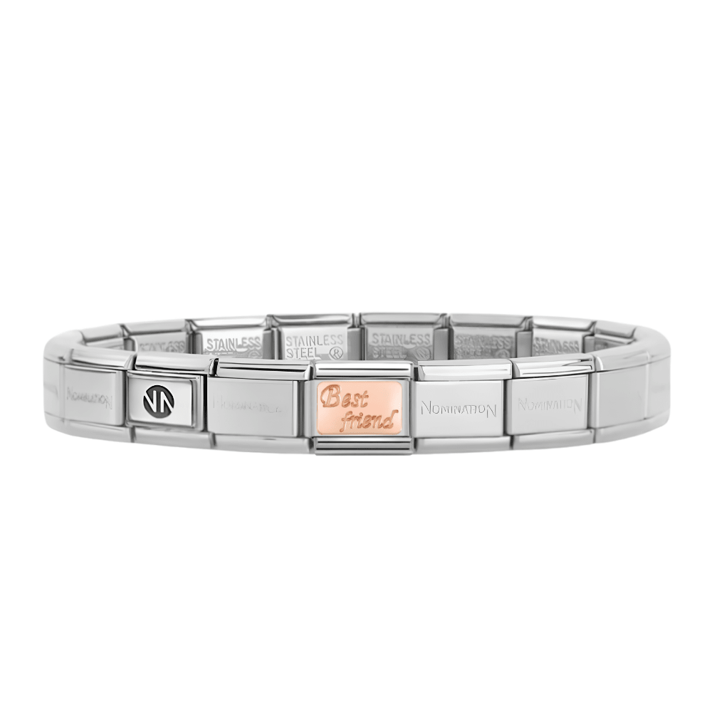 Nomination Silver Starter Bracelet With Rose Gold Best Friend Charm - MococoNominationBracelets