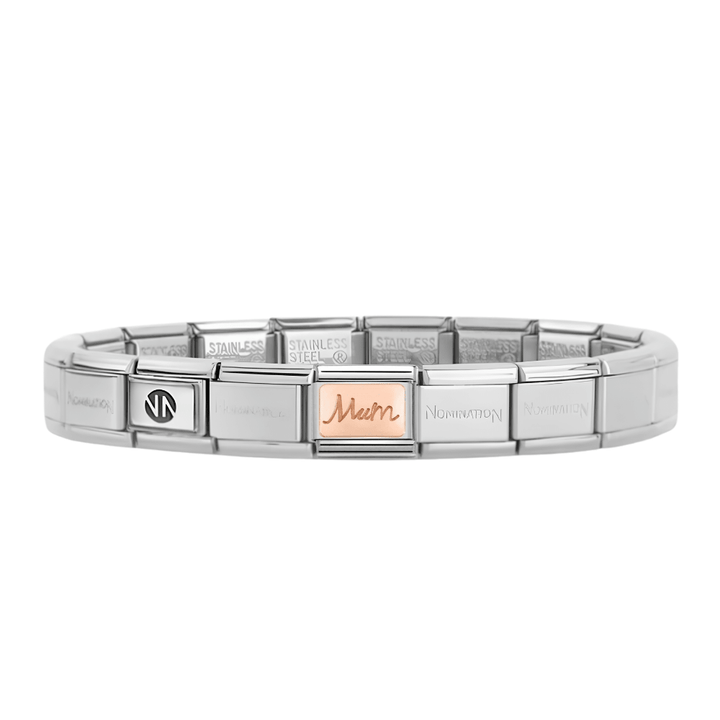 Nomination Silver Starter Bracelet With Rose Gold Mum Charm - MococoNominationBracelets