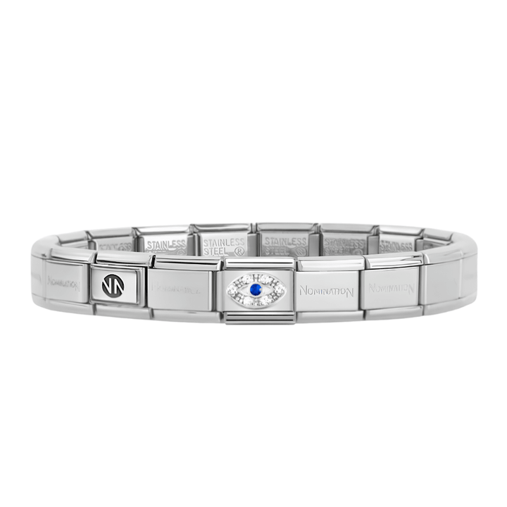 Nomination Silver Starter Bracelet With Silver Cz Greek Eye Charm - MococoNominationBracelets
