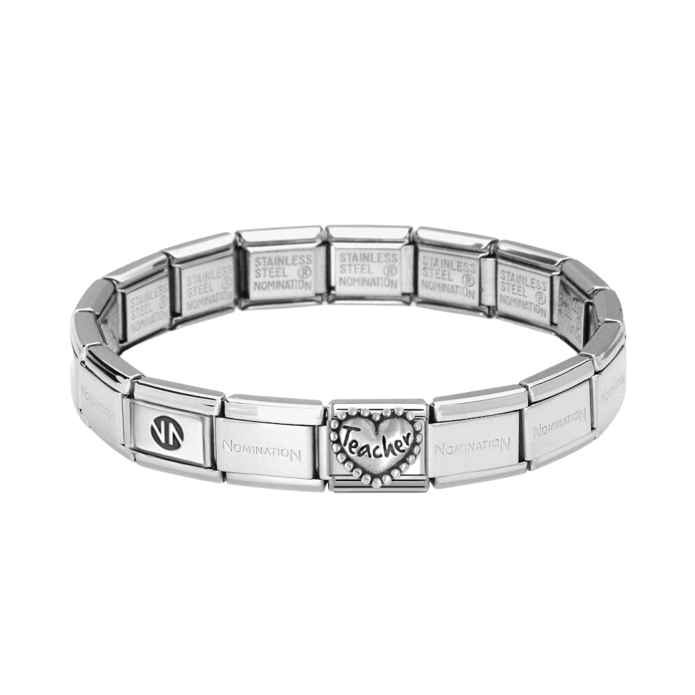 Nomination Silver Starter Bracelet With Teacher Beaded Heart Charm - MococoNominationBracelets