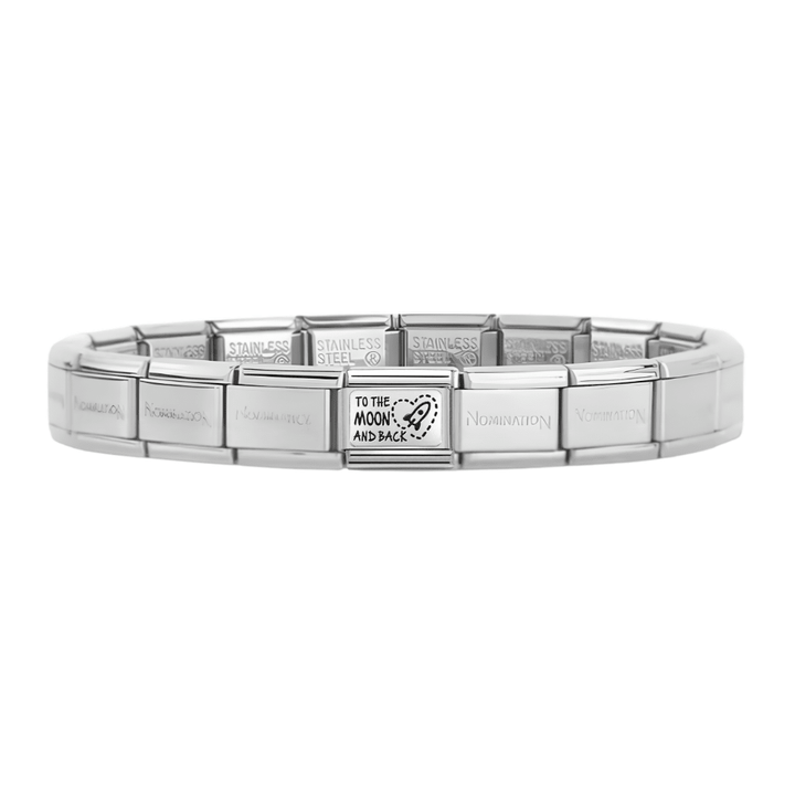 Nomination Silver Starter Bracelet With To The Moon and Back Charm - MococoNominationBracelets