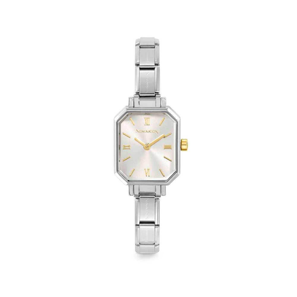 Nomination Silver Steel Strap and Rectangular Hands Paris Watch Image