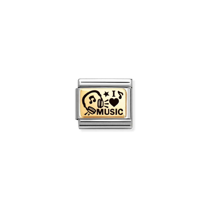 Nomination Stainless Yellow Gold I Love Music Headphones Link Charm - MococoNomination030166/468033497549075Charms