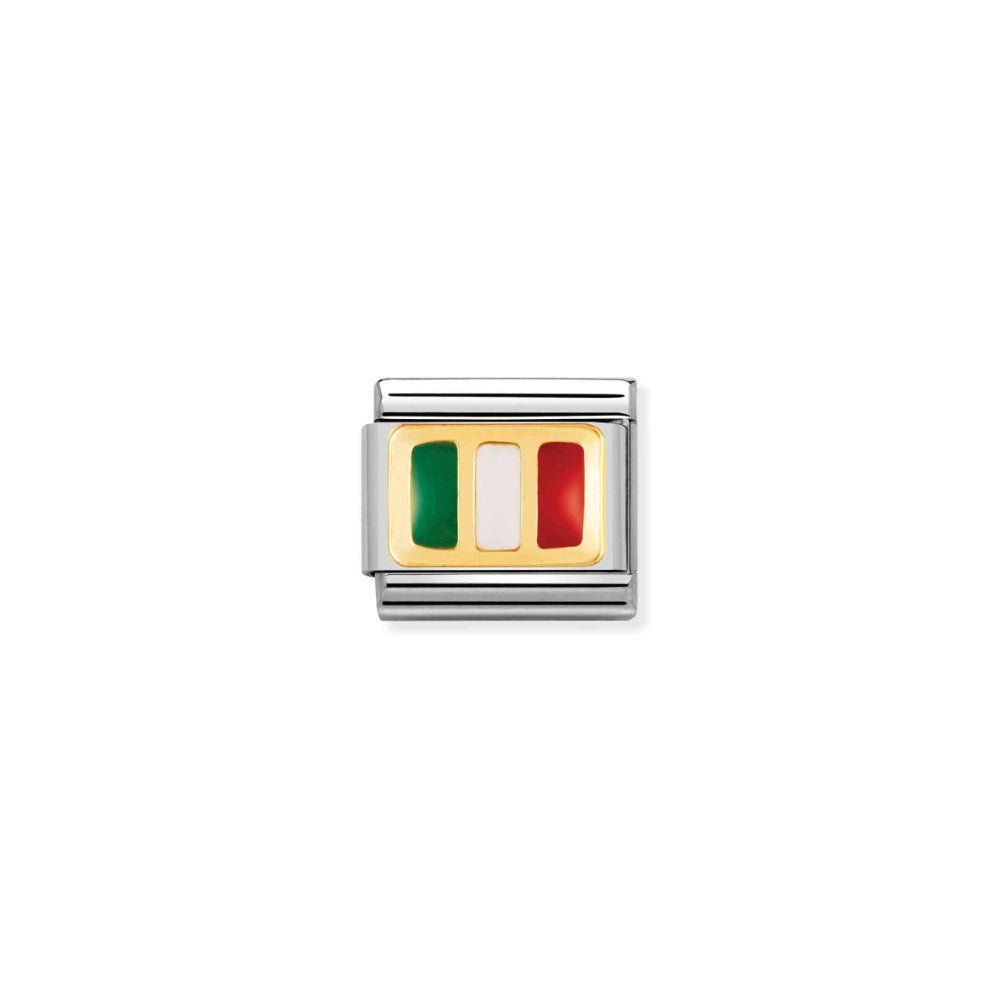Nomination Stainless Yellow Gold Italy Flag Enamel Link Charm - MococoNomination030234/218033497041067Charms