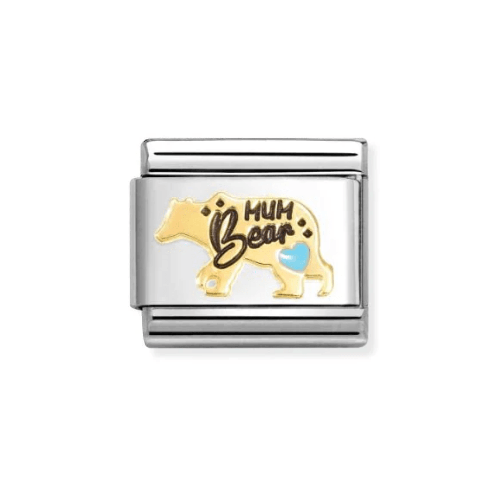 Nomination Stainless Yellow Gold Light Blue Mum Bear Link Charm - MococoNomination030272/828033497549181Charms