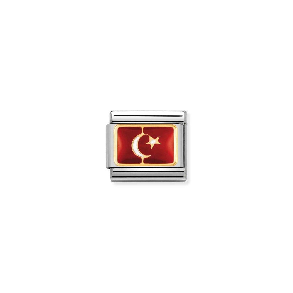 Nomination Stainless Yellow Gold Turkey Flag Enamel Link Charm - MococoNomination030234/208033497041050Charms