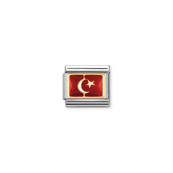 Nomination Stainless Yellow Gold Turkey Flag Enamel Link Charm - MococoNomination030234/208033497041050Charms