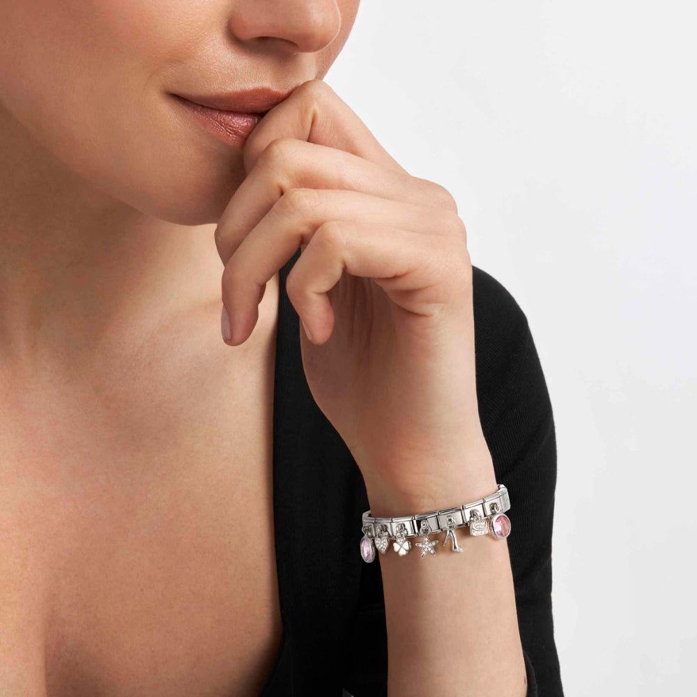 Nomination Sterling Silver Pink Flower CZ Pendant Link Charm - MococoNomination331814/038033497550255Charms